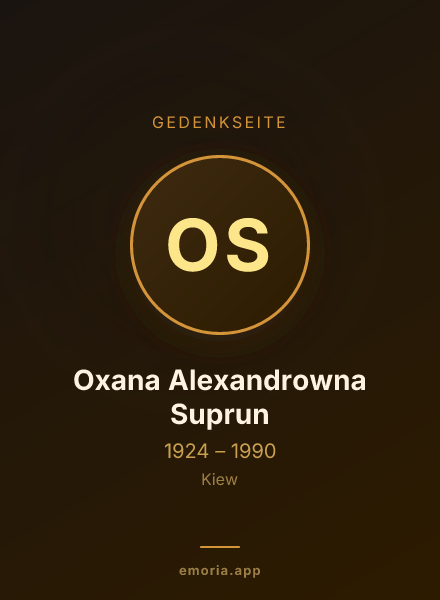 Gedenkportrait von Oxana Alexandrowna Suprun