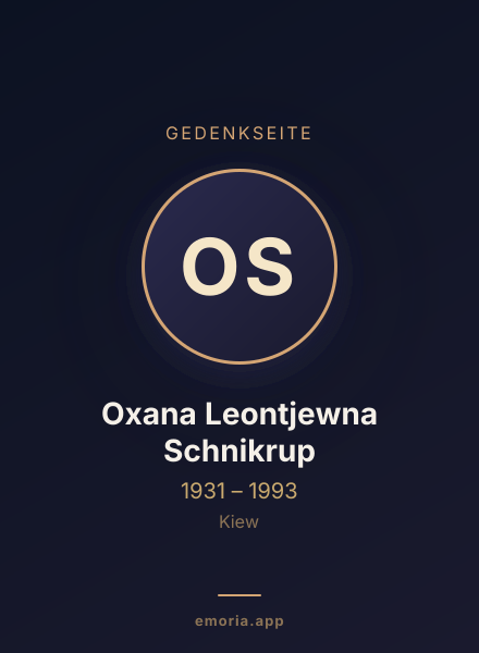 Gedenkportrait von Oxana Leontjewna Schnikrup