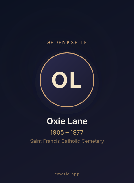 Gedenkportrait von Oxie Lane