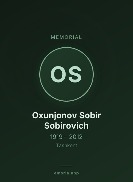 Memorial portrait of Oxunjonov Sobir Sobirovich