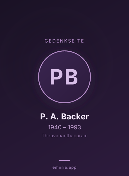 Gedenkportrait von P. A. Backer