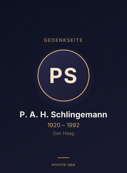 Gedenkportrait von P. A. H. Schlingemann