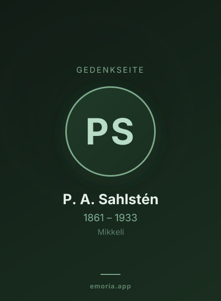 Gedenkportrait von P. A. Sahlstén