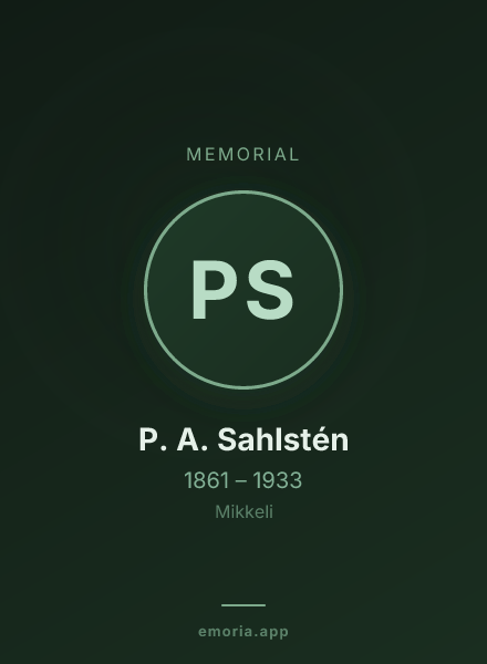 Memorial portrait of P. A. Sahlstén