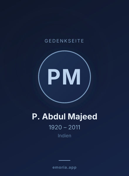 Gedenkportrait von P. Abdul Majeed
