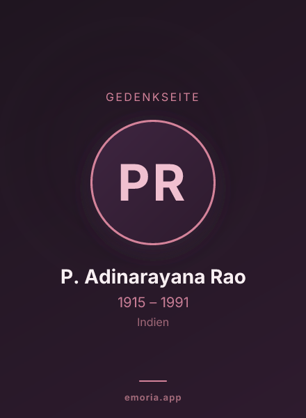 Gedenkportrait von P. Adinarayana Rao