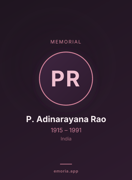 Memorial portrait of P. Adinarayana Rao