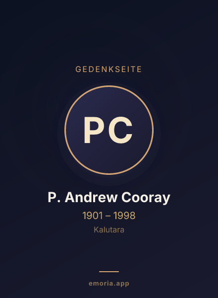 Gedenkportrait von P. Andrew Cooray