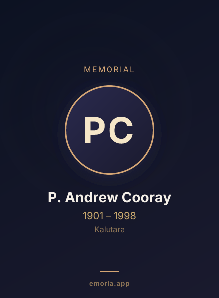 Memorial portrait of P. Andrew Cooray