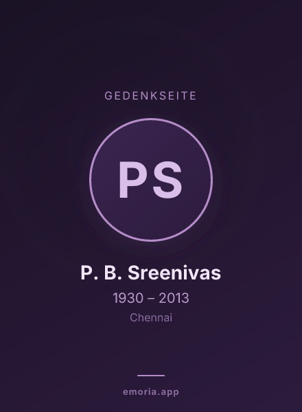 Gedenkportrait von P. B. Sreenivas