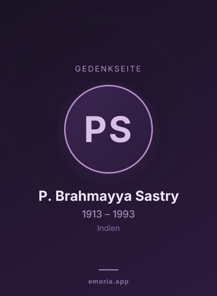 Gedenkportrait von P. Brahmayya Sastry