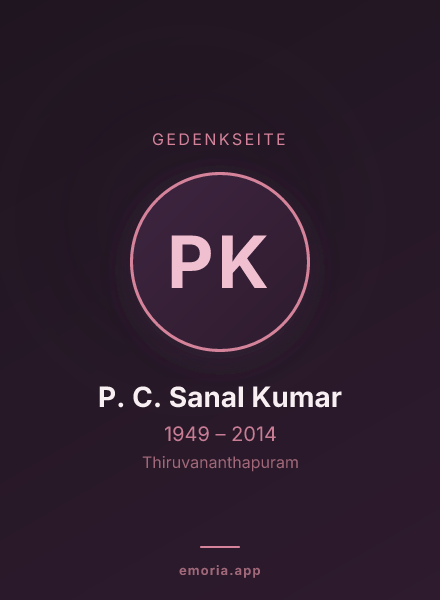 Gedenkportrait von P. C. Sanal Kumar