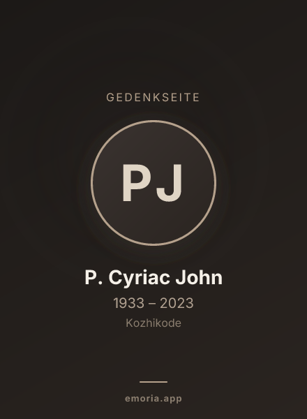 Gedenkportrait von P. Cyriac John