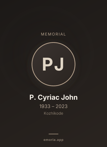 Memorial portrait of P. Cyriac John
