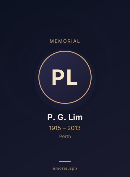 Memorial portrait of P. G. Lim
