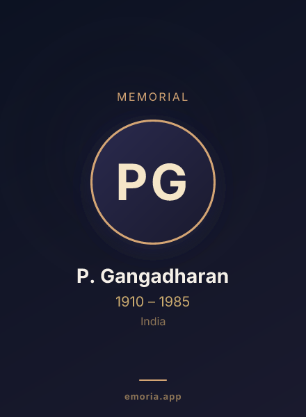 Memorial portrait of P. Gangadharan