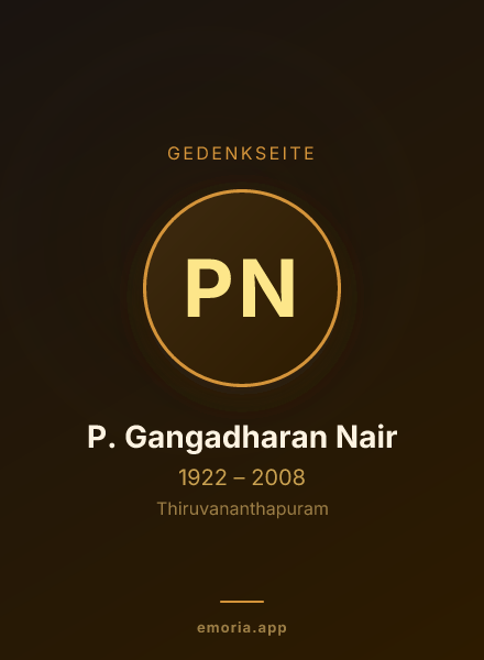 Gedenkportrait von P. Gangadharan Nair
