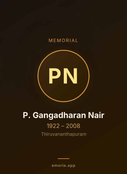 Memorial portrait of P. Gangadharan Nair