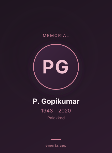 Memorial portrait of P. Gopikumar