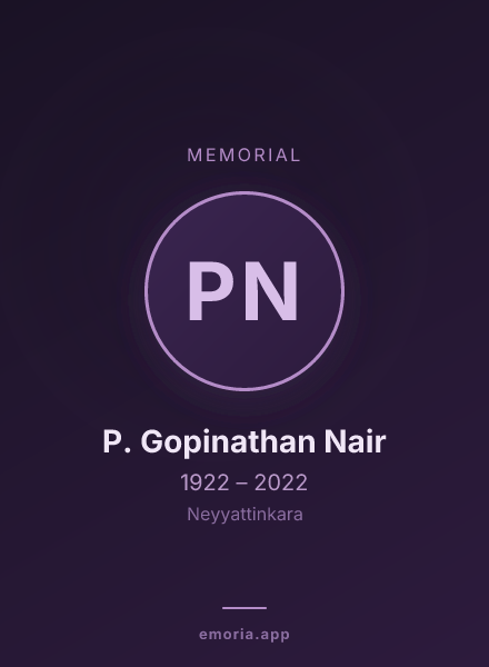 Memorial portrait of P. Gopinathan Nair