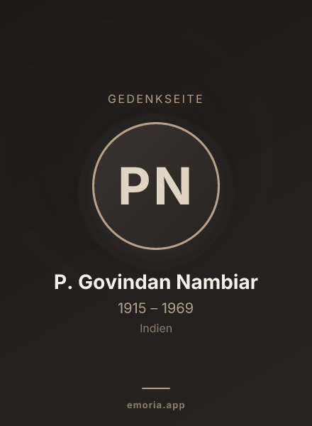 Gedenkportrait von P. Govindan Nambiar