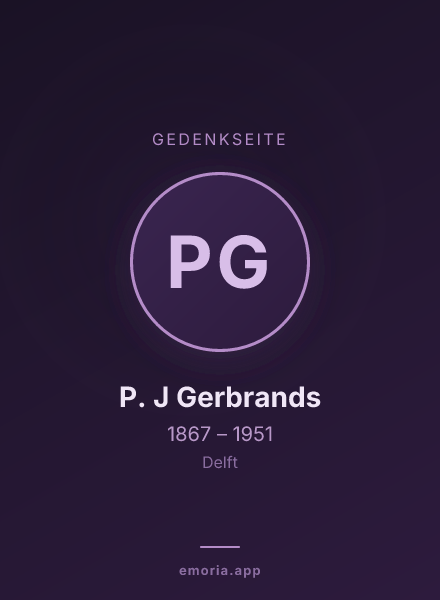 Gedenkportrait von P. J Gerbrands