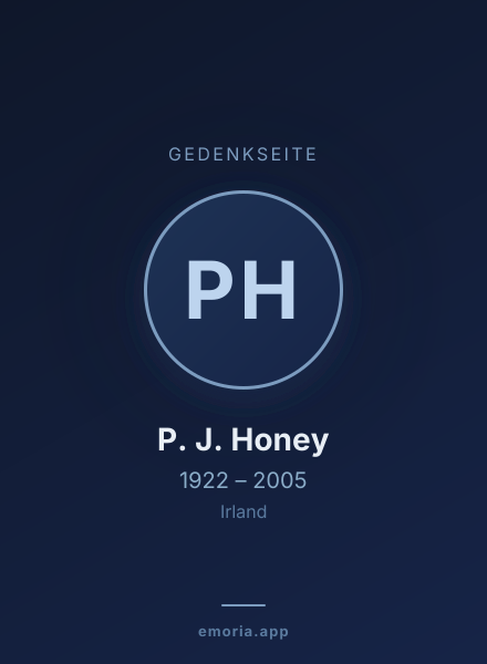 Gedenkportrait von P. J. Honey
