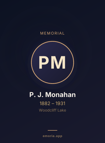 Memorial portrait of P. J. Monahan