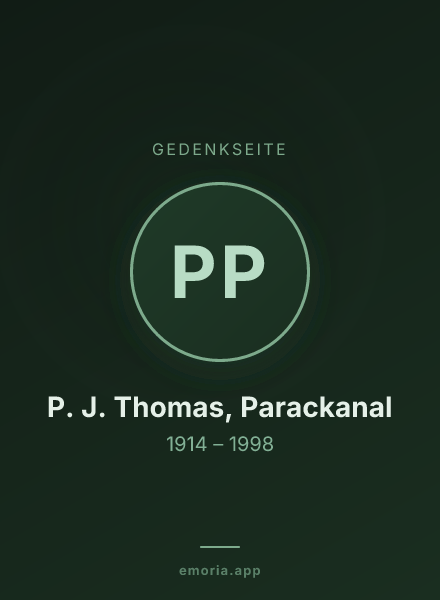 Gedenkportrait von P. J. Thomas, Parackanal