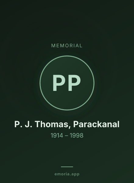 Memorial portrait of P. J. Thomas, Parackanal