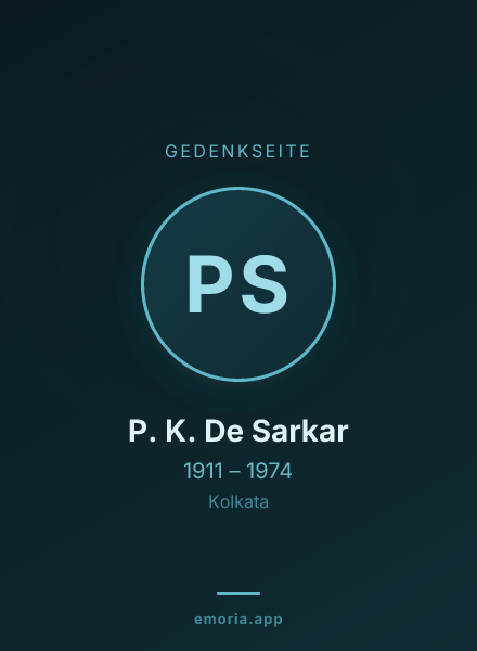 Gedenkportrait von P. K. De Sarkar