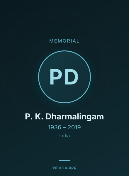Memorial portrait of P. K. Dharmalingam