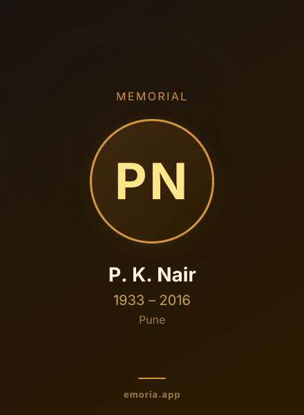 Memorial portrait of P. K. Nair