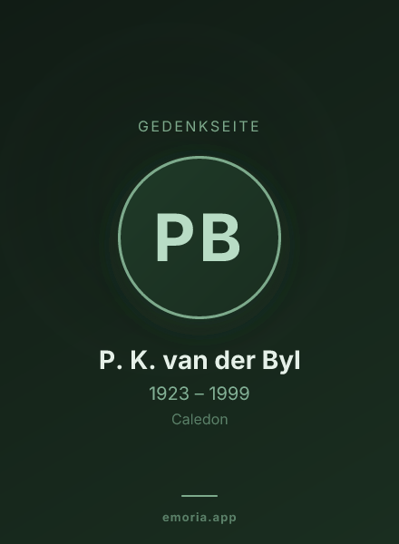 Gedenkportrait von P. K. van der Byl