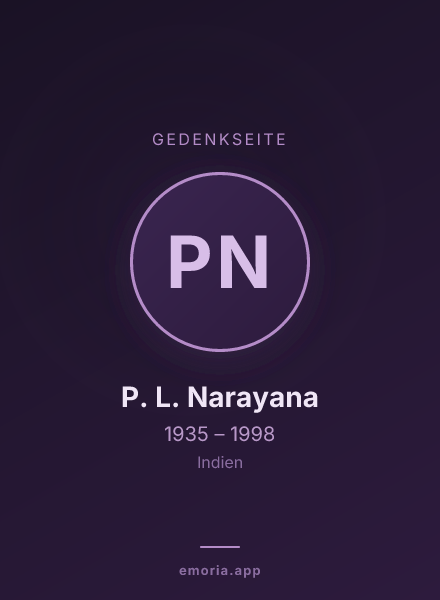 Gedenkportrait von P. L. Narayana