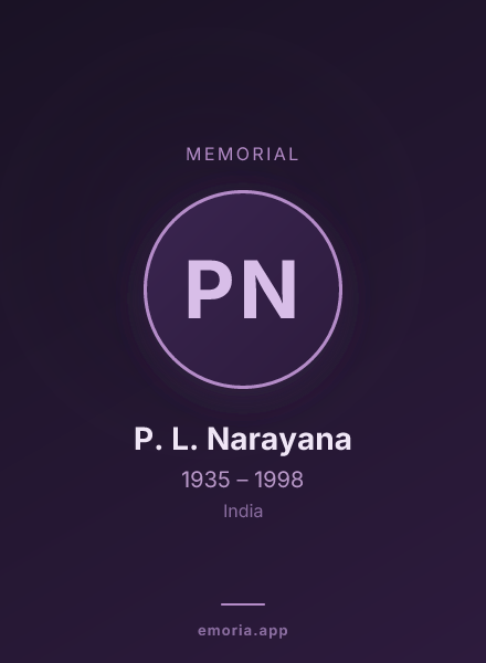 Memorial portrait of P. L. Narayana
