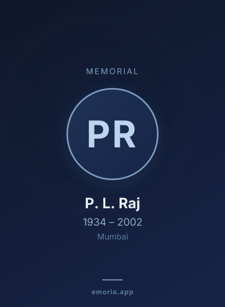Memorial portrait of P. L. Raj