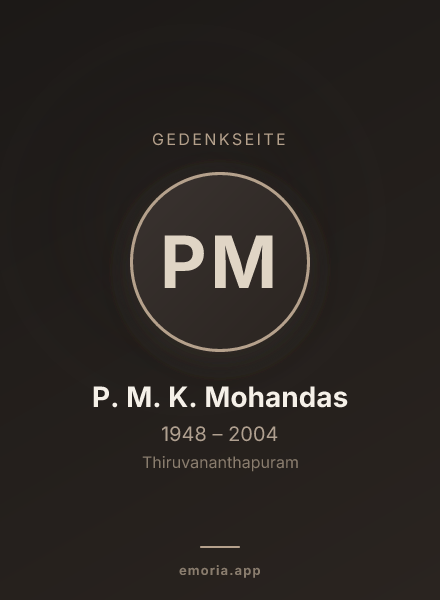 Gedenkportrait von P. M. K. Mohandas
