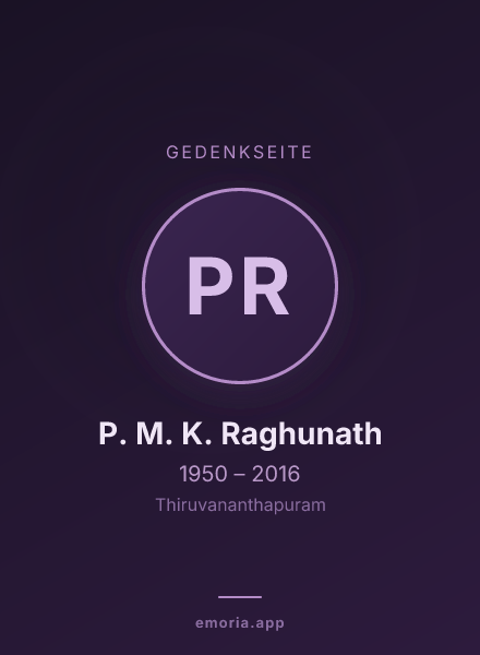 Gedenkportrait von P. M. K. Raghunath