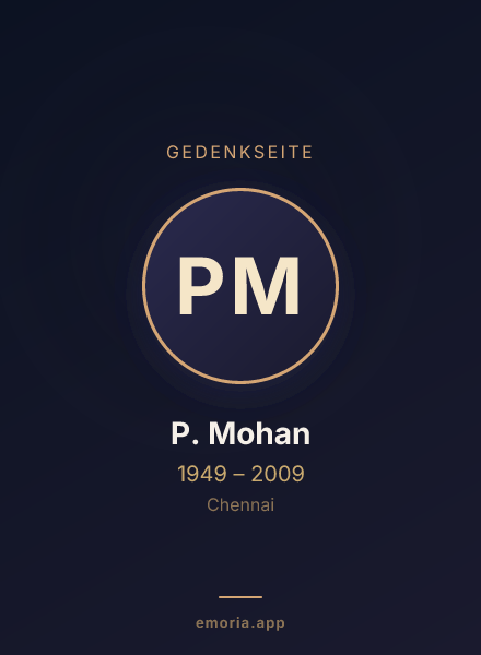 Gedenkportrait von P. Mohan