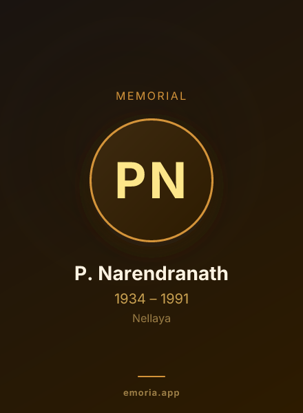 Memorial portrait of P. Narendranath