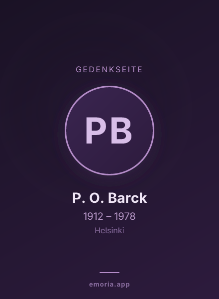 Gedenkportrait von P. O. Barck
