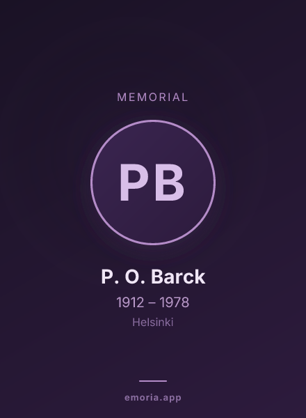 Memorial portrait of P. O. Barck