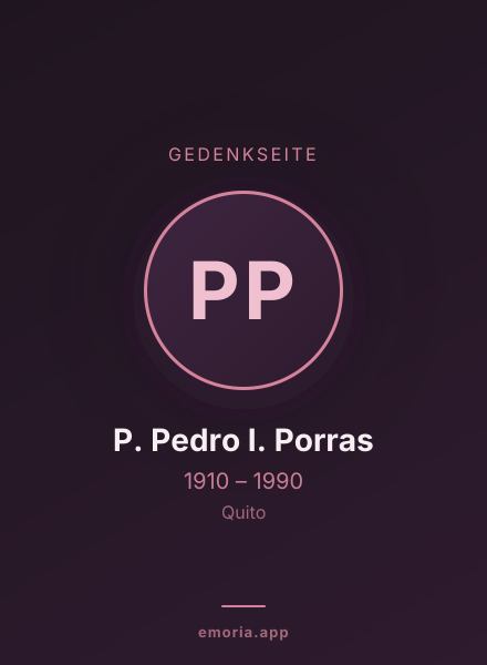 Gedenkportrait von P. Pedro I. Porras
