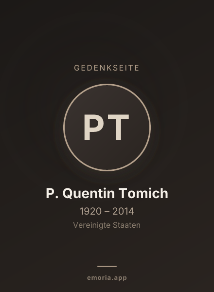 Gedenkportrait von P. Quentin Tomich