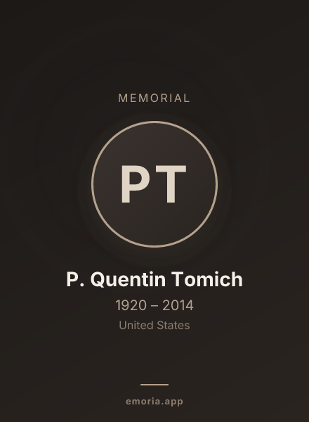 Memorial portrait of P. Quentin Tomich