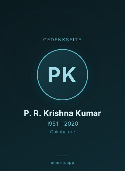 Gedenkportrait von P. R. Krishna Kumar