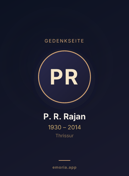 Gedenkportrait von P. R. Rajan