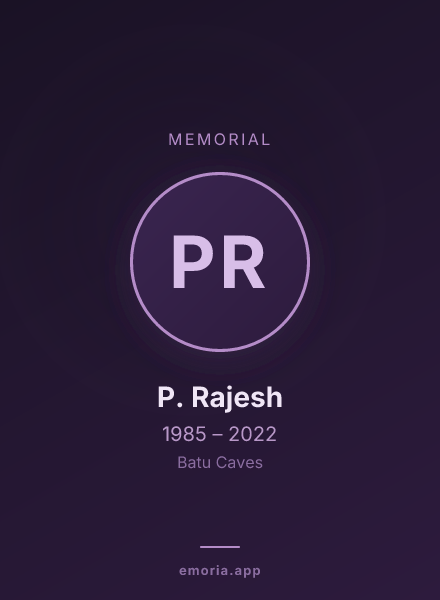 Memorial portrait of P. Rajesh
