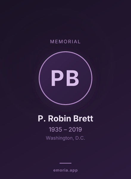 Memorial portrait of P. Robin Brett